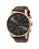 Hugo Boss Navigator Grey Dial Brown Leather Strap Watch for Men - 1513496