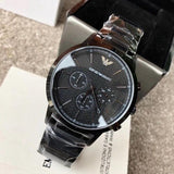 Emporio Armani Dress Chronograph Quartz Black Dial Black Stainless Steel Strap Watch For Men - AR2485