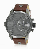 Diesel Little Daddy SBA Small Sized Grey Dial Brown Leather Strap Watch For Men - DZ7258