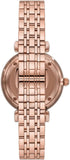 Emporio Armani Gianni T-Bar Crystals Silver Dial Rose Gold Steel Strap Watch For Women - AR11446