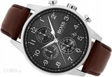 Hugo Boss Navigator Grey Dial Brown Leather Strap Watch for Men - 1513494