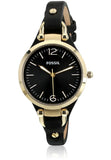 Fossil Georgia Black Dial Black Leather Strap Watch for Women - ES3148