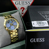 Guess Mini Sunrise Quartz Blue Dial Gold Steel Strap Watch For Women - W0448L6