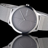 Calvin Klein Minimal Black Dial Silver Mesh Bracelet Watch for Women - K3M22123