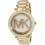 Michael Kors Parker Diamonds Gold Dial Gold Steel Strap Watch for Women - MK5784