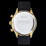 Movado Heritage Chronograph Calendoplan Blue Dial Black Leather Strap Watch for Men - 3650006