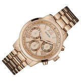 Guess Sunrise Quartz Rose Gold Dial Rose Gold Steel Strap Watch For Women - W0330L2