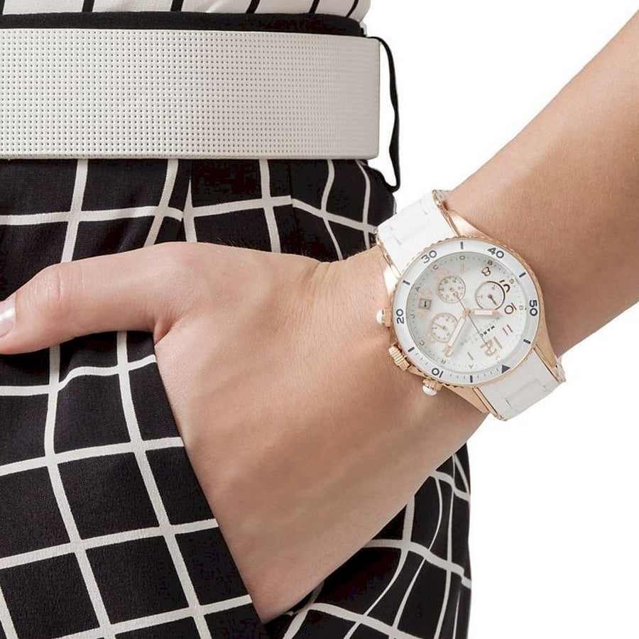 Marc Jacobs Rock Chronograph White Dial White Silicone Strap Watch for Women - MBM2547