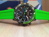 Fossil Bannon Chronograph Grey Dial Green Silicone Strap Watch for Men - BQ2501