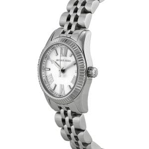 Michael Kors Lexington Quartz White Dial Silver Steel Strap Watch For Women - MK3228