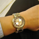 Guess Crystal Clear Analog Gold Dial Gold Steel Strap Watch for Women - GW0470L2