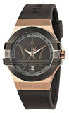 Maserati Potenza Black & Rose Gold Dial Black Rubber Strap Watch For Men - R8851108002