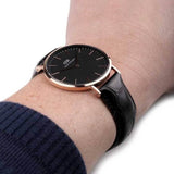 Daniel Wellington black watch on wrist