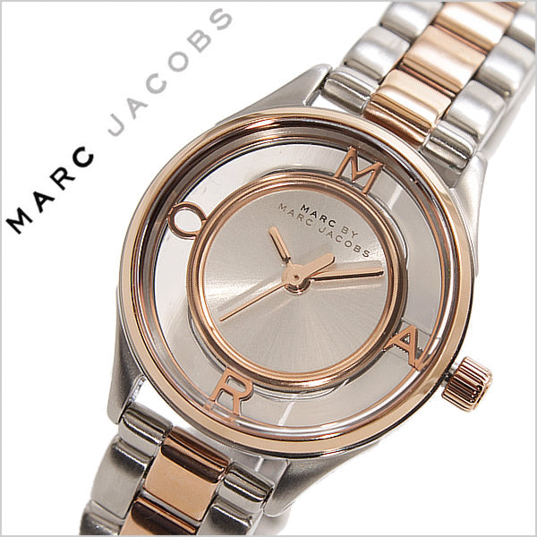 Marc Jacobs Tether Transparent White Dial Two Tone Steel Strap Watch for Women - MBM3436