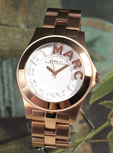 Marc Jacobs Rivera White Dial Rose Gold Steel Strap Watch for Women - MBM3135