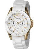 Fossil Ceramic Multifunction White Dial White Steel Strap Watch for Women - CE1006