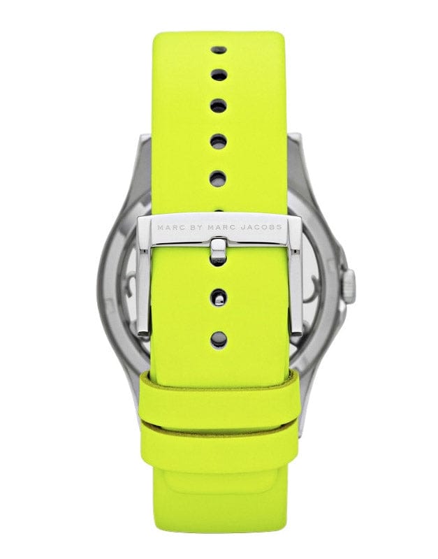 Marc Jacobs Henry White Dial Neon Yellow Rubber Strap Watch for Women - MBM1235