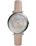 Fossil Jacqueline Blush Mother of Pearl Dial Pink Leather Strap Watch for Women - ES4151