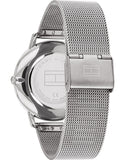 Tommy Hilfiger Spencer Skeleton Black Dial Silver Mesh Bracelet Watch for Men - 1791643