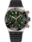 Breitling Super Chronomat B01 44 Green Dial Black Rubber Strap Watch for Men - UB0136251L1S1