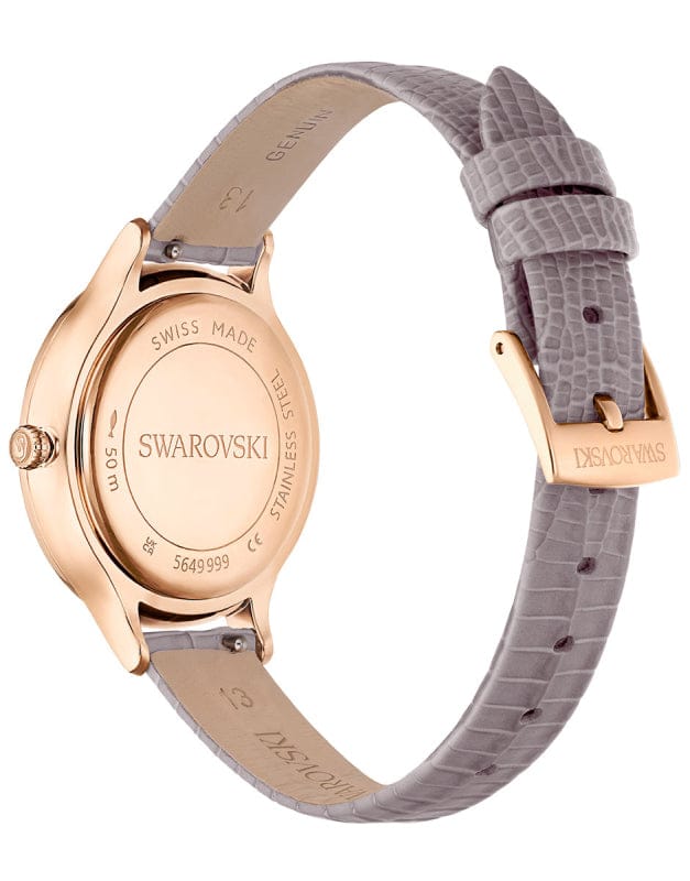 Swarovski Octea Nova Beige Dial Grey Leather Strap Watch for Women - 5649999