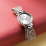 Guess Chiffon Silver Dial Silver Mesh Bracelet Watch For Women - W1083L1