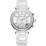 Michael Kors Parker White Dial White Leather Strap Watch for Women - MK5848