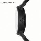 Emporio Armani Meccanico Automatic Black Dial Black Leather Strap Watch For Men - AR60042