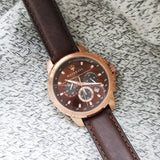 Maserati Successo Brown Dial Brown Leather Strap Watch For Men - R8871621004