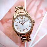 Michael Kors Whitney Quartz White Dial Rose Gold Steel Strap Watch For Women - MK6694