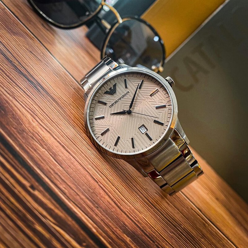Emporio Armani Renato Quartz Grey Dial Grey Steel Strap Watch For Men - AR11120