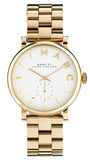 Marc Jacobs Baker White Dial Gold Steel Strap Watch for Women - MBM3243