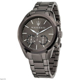 Maserati Traguardo Gun Metal Dial Grey Steel Strap Watch For Men - R8873612002