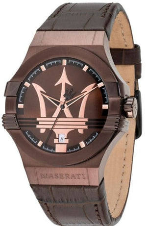 Maserati Potenza Brown Dial Brown Leather Strap Watch For Men - R8851108011