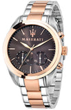 Maserati Traguardo Chronograph Brown Dial Two Tone Steel Strap Men's Watch - R8873612003