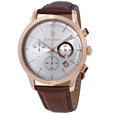 Maserati Ricordo Chronograph Silver Dial Brown Leather Strap Watch For Men - R8871633002