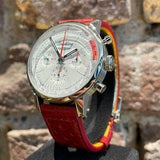 Breitling Top Time B01 Ford Thunderbird White Dial Red Leather Strap Watch for Men - AB01766A1A1X1