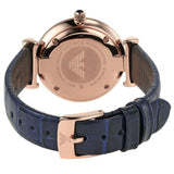 Emporio Armani Gianni T-Bar Quartz Blue Dial Blue Leather Strap Watch for Women - AR11424