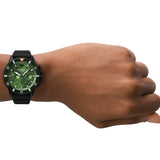 Emporio Armani Diver Chronograph Quartz Green Dial Black Silicon Strap Watch For Men - AR11463