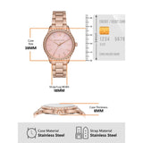 Michael Kors Layton Three Hand Pink Dial Rose Gold Steel Strap Watch For Women - MK6848