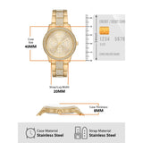 Michael Kors Tibby Multifunction Gold Dial Gold Steel Strap Watch For Women - MK7292