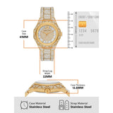 Michael Kors Raquel Three Hand Crystals Gold Dial Gold Steel Strap Watch For Women - MK7398