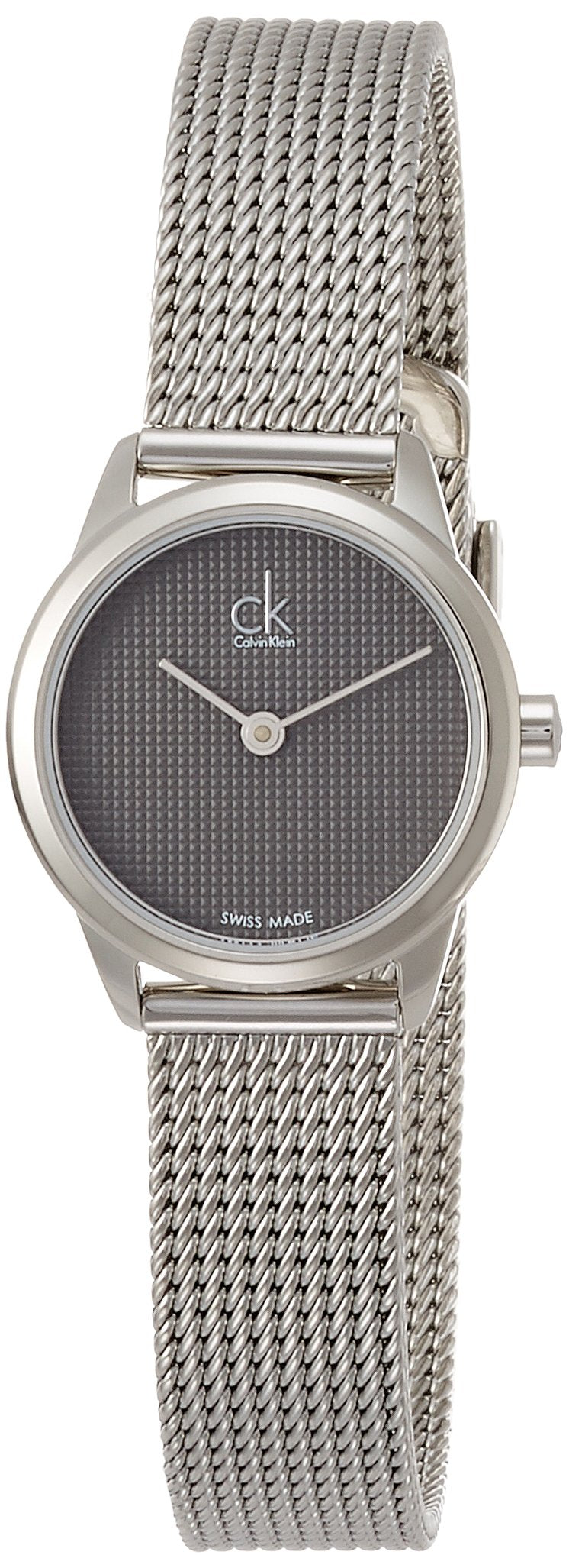 Calvin Klein Minimal Grey Dial Silver Mesh Bracelet Watch for Women - K3M2312X