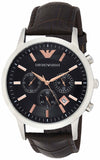 Emporio Armani Renato Chronograph Grey Dial Brown Leather Strap Watch For Men - AR2513