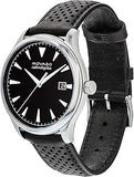 Movado Heritage Calendoplan Black Dial Black Leather Strap Watch for Men - 3650004