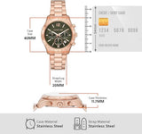 Michael Kors Berkley Chronograph Green Dial Rose Gold Steel Strap Watch For Women - MK7412