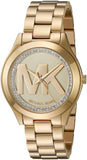 Michael Kors Slim Runway Gold Dial Gold Steel Strap Watch for Women - MK3477