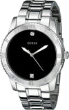 Guess Minimal Black Dial Silver Steel Strap Watch for Men - W0416G1