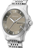 Gucci G Timeless Brown Dial Silver Steel Strap Watch For Men - YA126406