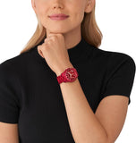 Michael Kors Runway Analog Chronograph Red Dial Red Steel Strap Watch for Women - MK7436